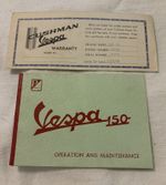 1950s VESPA 150 Scooter Owners Manual Operation & Maintenance In English/Italian