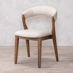 OATMEAL UPHOLSTERED DINING CHAIR SOLID WOODEN FRAME FABRIC SEAT LUXURY SEATING