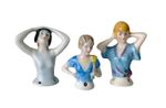 Lot of 3 Art Deco Porcelain Pin Cushion Half Dolls Flapper Ladies