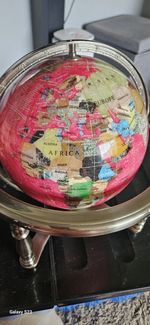 Pink And Chrome Rotating Globe Gemstones , Good Condition Large.