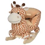 HOMCOM Baby Rocking Horse Kids Ride on Giraffe Plush Toy W/ 32 Song Seat Belt