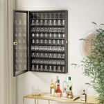 Black Shot Glass Display Case with Lockable Door Shadow Box Bar Cabinet Rack