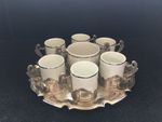 Monopoli Italian 6 Coffee Espresso Cups & Sugar Bowl Silver Plated? Holders,Tray