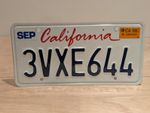 California Car Licence Number Plate