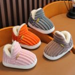 Kids Plush Slippers Warm Winter Fleece Non Slip Soft Sole Boys Girls Home Shoes