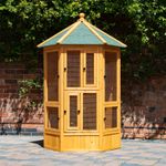 HEXAGONAL BIRD AVIARY WOODEN FLIGHT HOUSE CAGE IDEAL FOR BIRDS CHIPMUNKS CATS