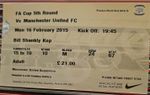 Preston North End PNE vs Manchester United - FA Cup 2014/15 Match Ticket 