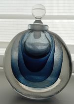 Art Glass Perfume Bottle David Wallace Signed Turquoise Veil