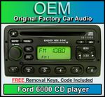Ford Fiesta CD player radio stereo with Code and Removal Keys Ford 6000 Headunit