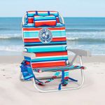 Tommy Bahama 5-Position Backpack Beach Chair Insulated Pouch Pillow 136kg Red