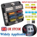 6 Way Blade Fuse Box Block FuseBox Holder Auto Marine Bus Bar Car Kit 12V 32V UK
