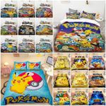 2026 New Pokemon Pikachu Duvet Cover Pillowcase Single Double King Bedding Set F