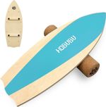 Surf Balance Board Trainer w/ Roller Wooden Exercise Balancing Stability Trainer