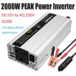 1000W 2000W Car Power Inverter DC 12V to AC 240V Converter With 2USB Travel Trip