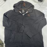 Mens 2XXL Fox Grey Black Hoody Carp Fishing Orange Logo Full Zip Hoodie Jacket