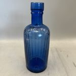 RARER BLUE GLASS VICTORIAN POISON BOTTLE VARIANT “POISON” EMBOSSED TO SHOULDER