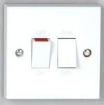 20A Dual Immersion Double Water Heater Changeover Wall Switch Marked SINK BATH 