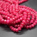 Dark Pink Jade (Dyed) FACETED Disc Beads - 6mmx4mm - 15'',  for Jewellery Making