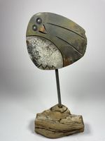 Jody DeLind Raku Owl Sculpture Fine Art Provenance Doug DeLind Studio MCM 10"