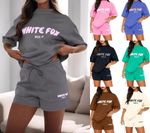 Womens Tracksuit Set Outfits Causal T-Shirts & Shorts Short Sleeve Workout Top