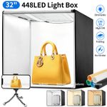 32" Portable Photo LED Light Box Tent Dimmable Photography Kit Studio 80cm