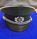 Military Officer Peaked Cap Green Uniform Hat Silver Braided Chin Strap