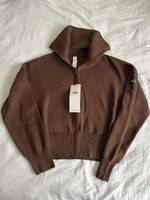alo Yoga Brown Ribbed Cotton Full Zip Cardigan Women's Size M New with Tags
