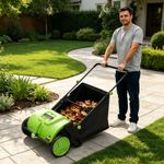 Push Lawn Sweeper, Manual Yard Leaf Sweeper, Walk-Behind Grass & Leaf Collector
