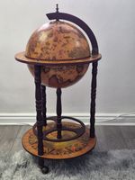 VTG Italian Old World Globe Bar Cabinet ~37" Tall Zodiac Signs Mid Century MCM