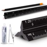 Architectural Scale Ruler Set – 12” Aluminum Triangle with Metric Black