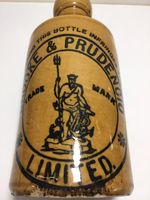 Stunning LARGE POSEIDON GREEK GOD Pictorial Old Stoneware Ginger Beer Bottle