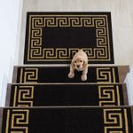 Greek Key Design Carpet Stair Treads/Mat Slip Resistant 8.5''x26.5'' 
