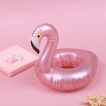Mini Inflatable Flamingo Pool Float Toys Drink Float Cup Holder Party T.qh