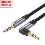 3.5mm Audio Jack Lead Right Angled to Straight Stereo Plug Cable Aux Black GOLD