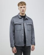 River Island Mens Overshirt Grey Regular Fit Faux Suede Collared Outerwear Top