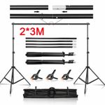 Adjustable Photography Studio Background Support Stand Screen Backdrop Kit 2x3M