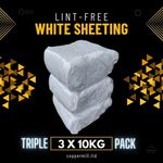 TRIPLE PACK 3 x 10kg White Sheeting Lint-Free Cotton Cleaning Rags Wiping Cloths