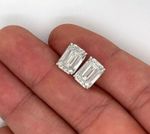 2Ct Emerald Lab Created Diamond Solitaire Stud Earrings 14K White Gold Plated