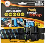 Rok Straps Adjustable Pack Stretch Luggage 1060mm 42" 2 Pack - Black/Blue/Green
