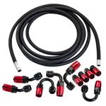 AN6 -6AN AN-6 Fitting Stainless Steel Nylon Braided Oil Fuel Hose Line 16FT Kit