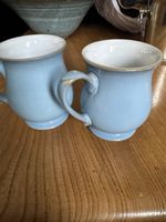 2  Rare Unused  DENBY Colonial  Blue MUGS In Popular Craftsman Shape