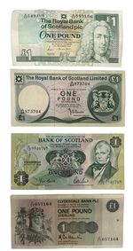 SCOTLAND BANK NOTE COLLECTION - 4 £1 BANKNOTES - SCOTLAND UK