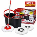 360° FLOOR MAGIC SPIN MOP BUCKET SET PREMIUM ROTATING DRY HEADS WITH 2 HEADS