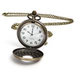 Vicloon Modern Vintage Quartz Pocket Watch with Chain, Roman Numerals Bronze