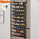 30 Pairs Over Door Shoe Rack Wall Hanging Closet Organizer Storage Stand Black