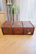 Large 1930s 1940s Steamer Trunk Travel Chest Ocean Liner Railway Luggage Storage