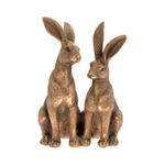 The Leonardo Collection Reflections Bronze Ornament Sitting Hares Resin Figurine