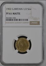 1902 Edward VII Gold Half Sovereign NGC PF61 MATTE Proof Coronation Year