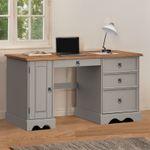 Corona Computer Desk Grey Straight Office Solid Wooden Pine Dressing Table Wood