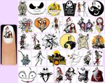 60x The NIGHTMARE BEFORE CHRISTMAS Nail Art Decals + Free Gems Disney Jack Sally